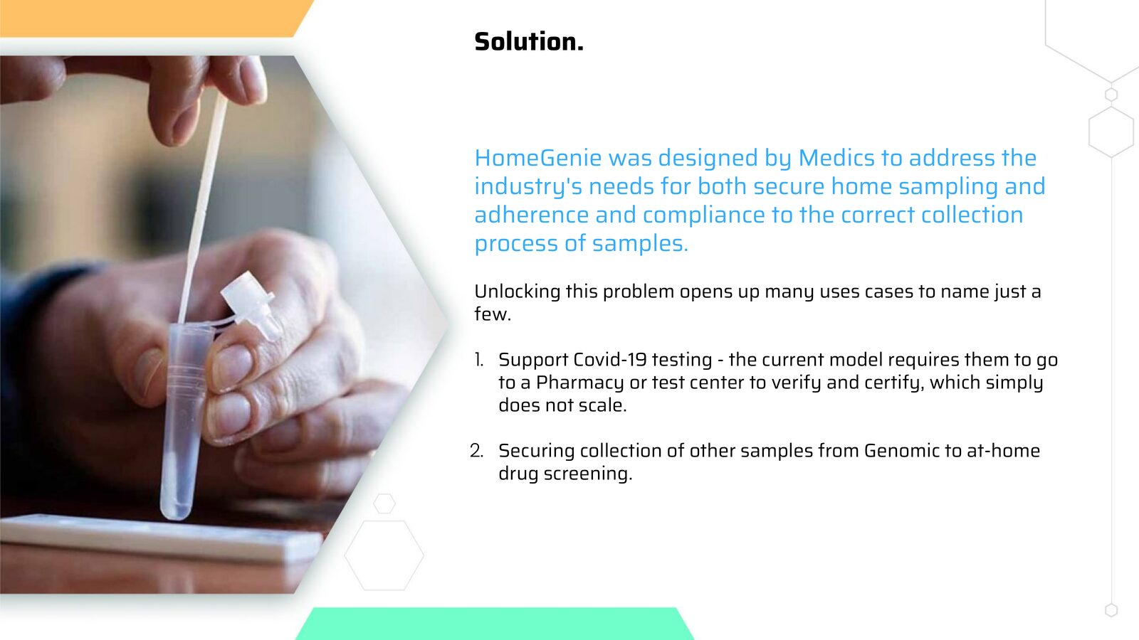 Sample collection — verifiable testing in the home. Identity verified, sampling monitored, certificates issued for negative results, positives auto-reported to monitoring bodies.